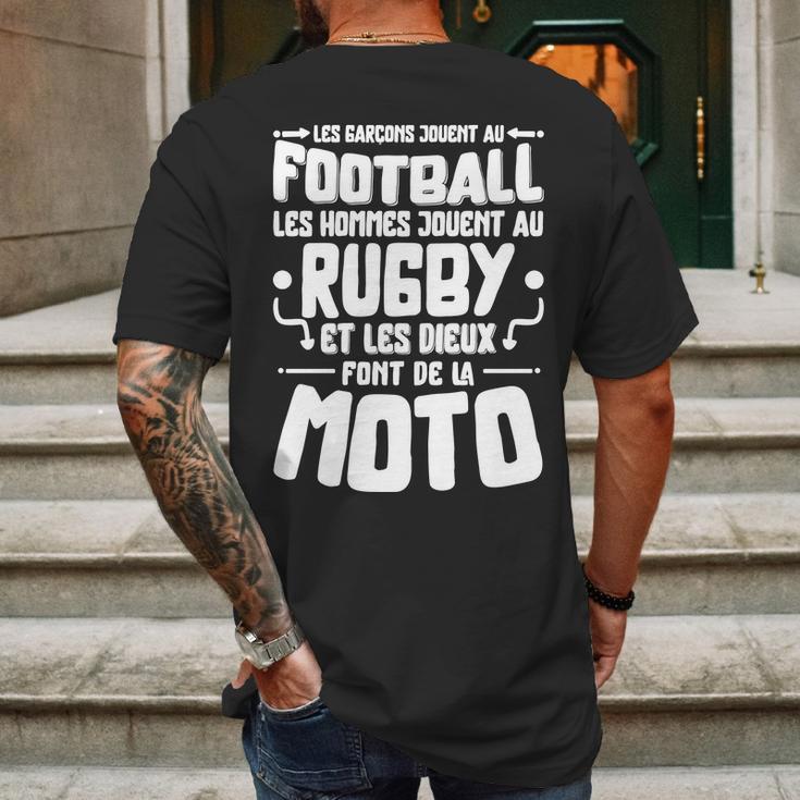 Les Garcons Jouent Au Football Les Hommes Jouent Au Rugby Es Les Dieux Font De La Moto Mens Back Print T-shirt Gifts for Men