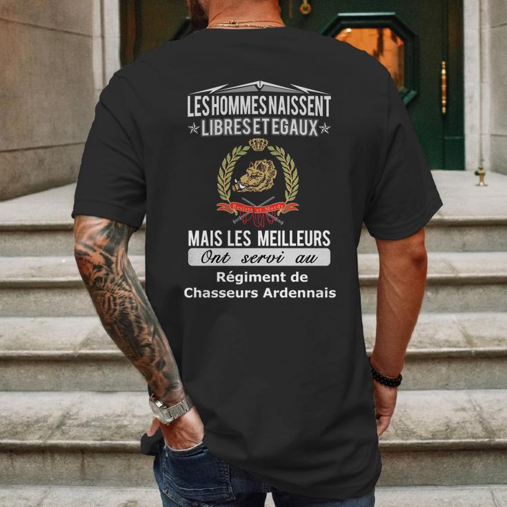 Les Hommes Naissent Libreset Egauz Mais Le Meilleur Ont Servi Au Régiment De Chasseurs Ardennais Mens Back Print T-shirt Gifts for Men