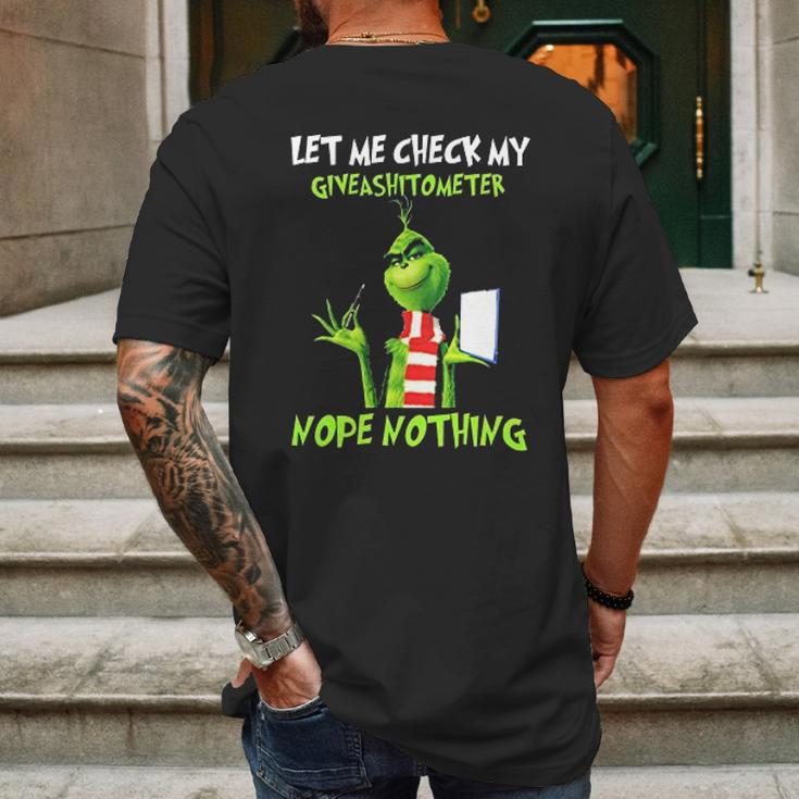 Let Me Check My Giveashitometer Nope Nothing Funny Grinch Mens Back Print T-shirt Gifts for Men