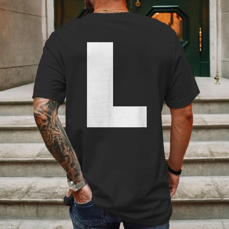 Letter L Capital Alphabet Bold Style Mens Back Print T-shirt Gifts for Men