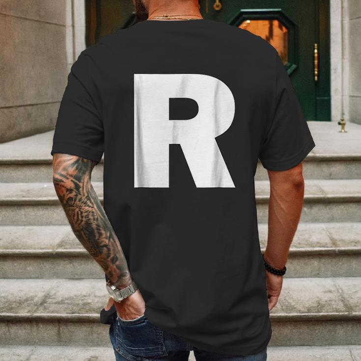 Letter R Alphabet Capital Initial Spell Word Mens Back Print T-shirt Gifts for Men