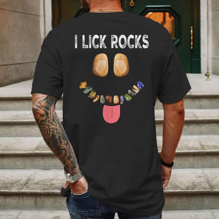 I Lick Rocks Geologist Geology Rock Collector Mens Back Print T-shirt Gifts for Men