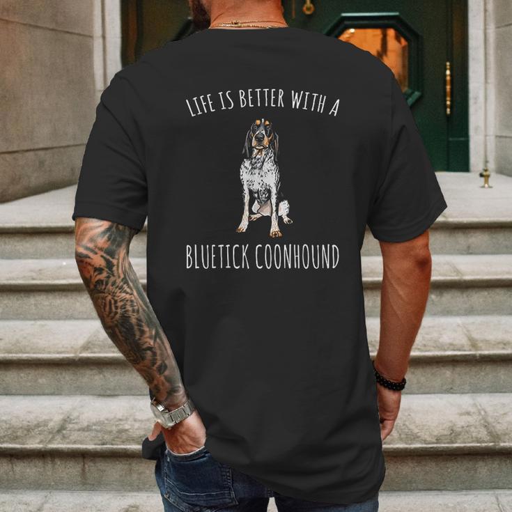 Life Is Better With A Bluetick Coonhound Dog Lover Mens Back Print T-shirt Gifts for Men