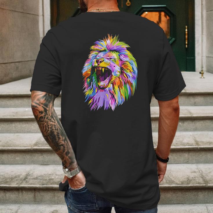 Lion Head Colorful Mens Back Print T-shirt Gifts for Men