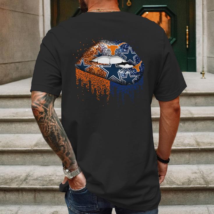 Lip Texas Longhorns And Dallas Cowboys Shirt Mf Mens Back Print T-shirt Gifts for Men