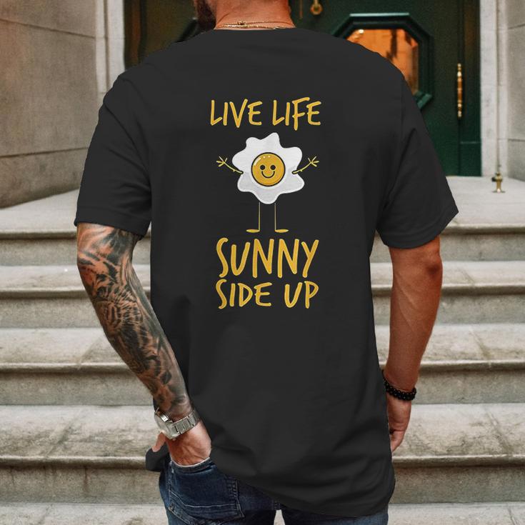 Live Life Sunny Side Up Egg Lover Breakfast Brunch Mens Back Print T-shirt Gifts for Men