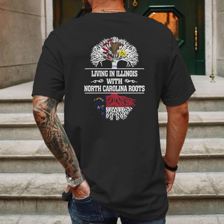 Living In Illinois With North Carolina Roots Mens Back Print T-shirt Gifts for Men