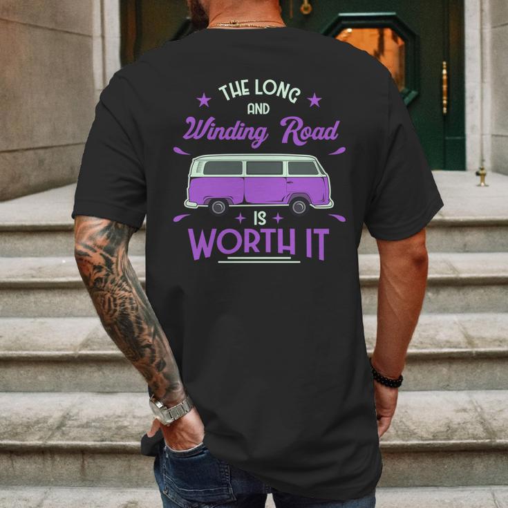 The Long And Winding Road Is Worth It Funny Purpil Van Camping Mens Back Print T-shirt Gifts for Men