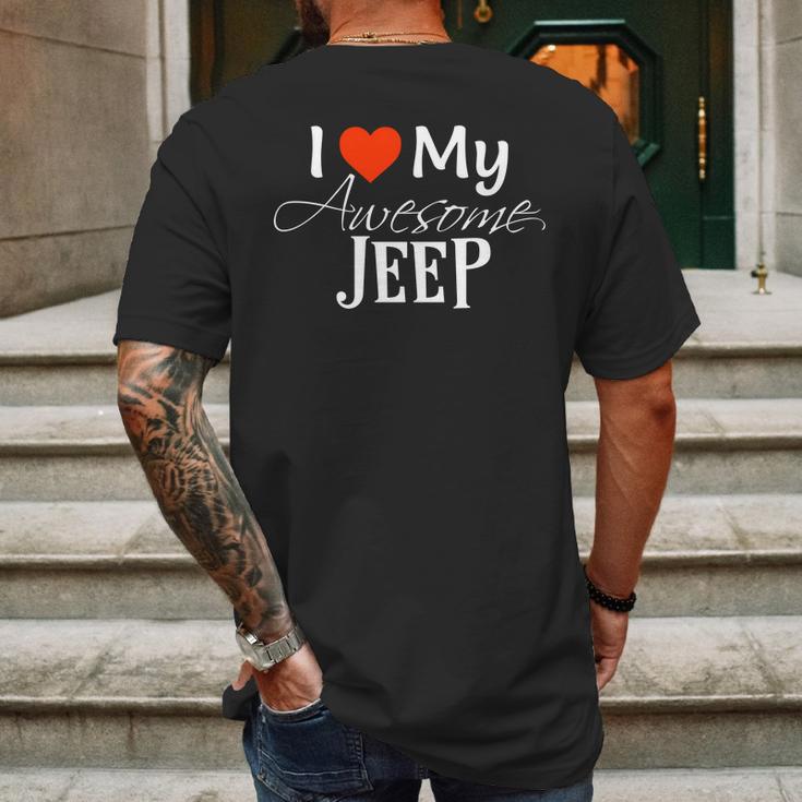 I Love My Awesome Jeep Valentines Day Mens Back Print T-shirt Gifts for Men