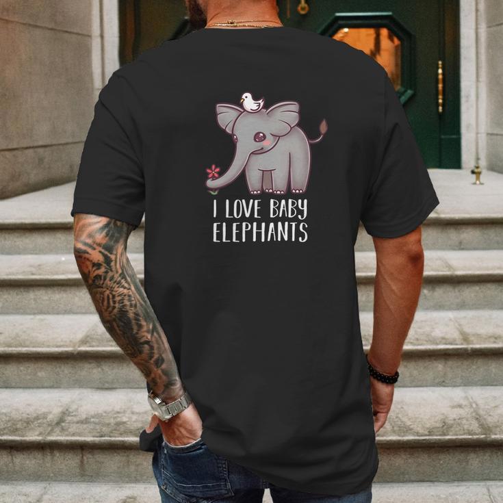 I Love Baby Elephants Funny Cute Chibi Elephant Gift Mens Back Print T-shirt Gifts for Men