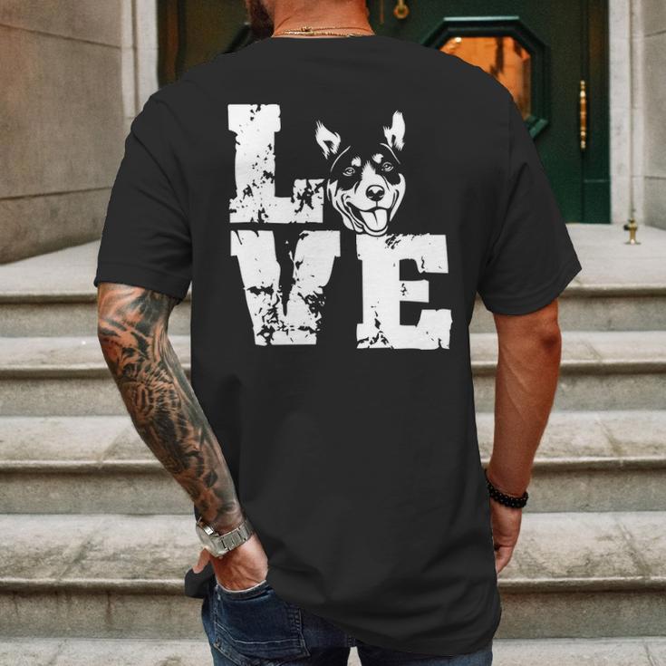 Love Dog Australian Kelpie Mens Back Print T-shirt Gifts for Men