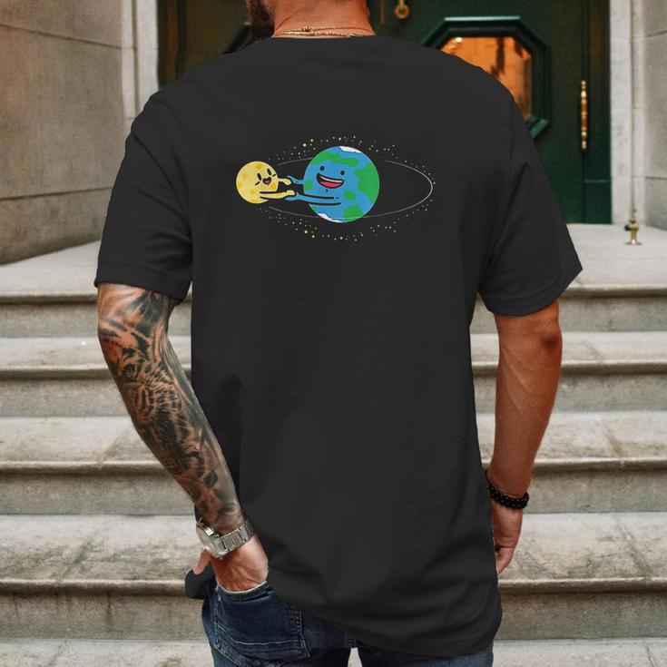 Love Earth And Moon Happy Stars Planets Space Orbit Mens Back Print T-shirt Gifts for Men