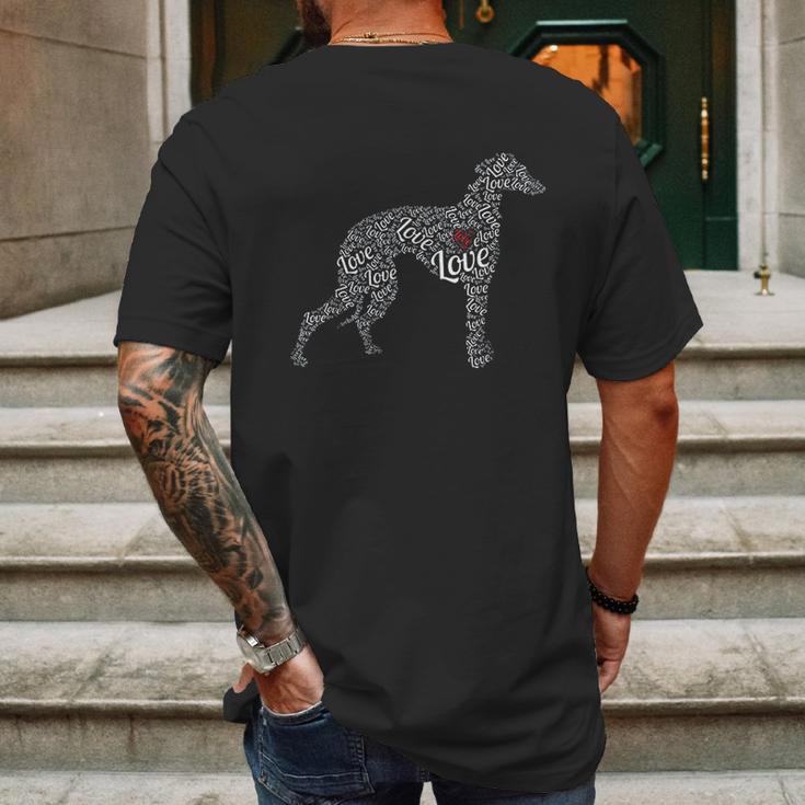 I Love Greyhounds Mens Back Print T-shirt Gifts for Men