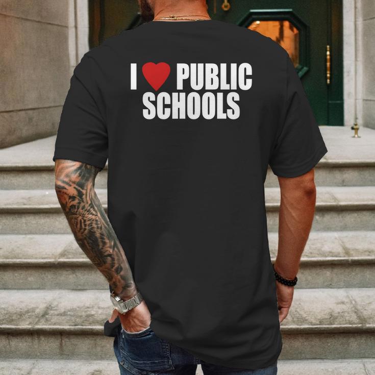 I Love Public Schools Mens Back Print T-shirt Gifts for Men