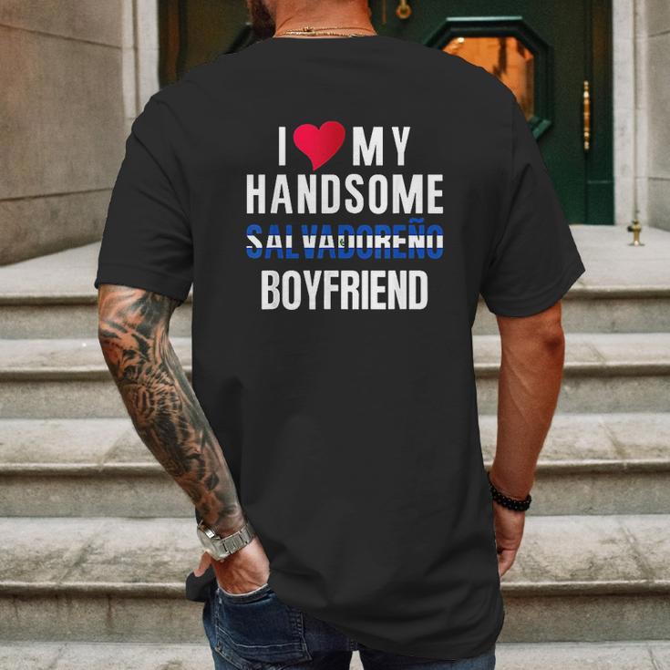 I Love My Salvadorian Boyfriend Camisa El Salvador Flag Mens Back Print T-shirt Gifts for Men