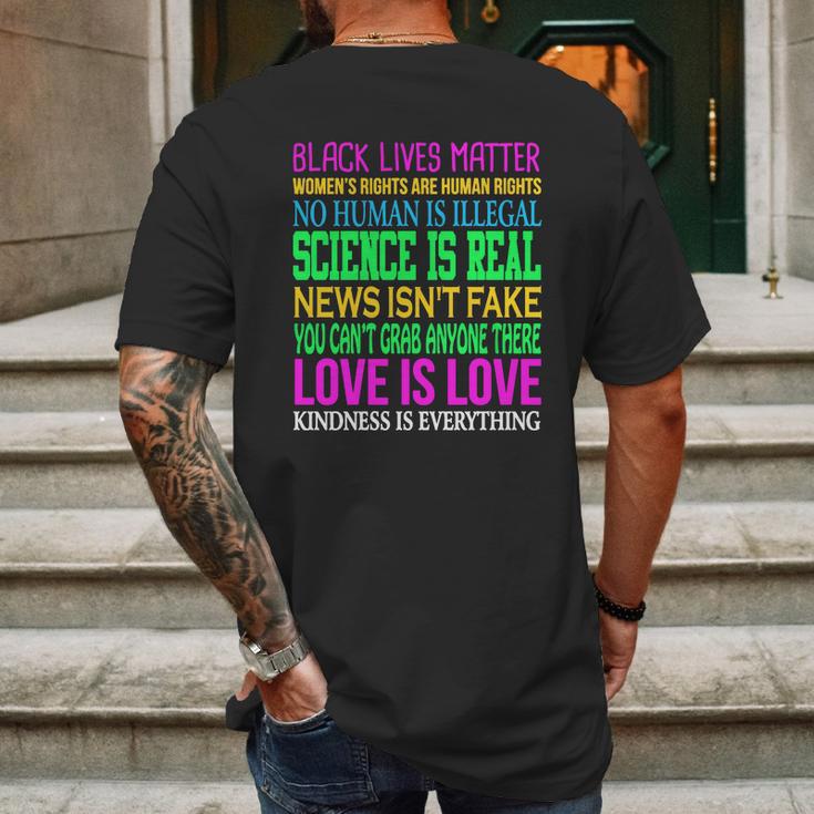 Love Is Love Science Is Real News Isnt Fake Quotes T-Shirt Mens Back Print T-shirt Gifts for Men