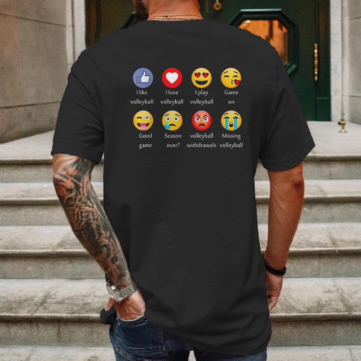 I Love Volleyball Funny Emoji Emoticons Graphic Mens Back Print T-shirt Gifts for Men