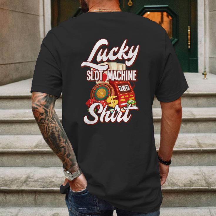 Lucky Slot Machine Casino Las Vegas Gambling Mens Back Print T-shirt Gifts for Men