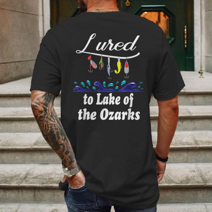 Lured To Lake Of The Ozarks Fishing Fisherman Mens Back Print T-shirt Gifts for Men