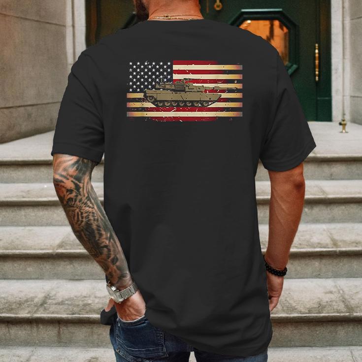 M1 Tank And American Flag Veterans Mens Back Print T-shirt Gifts for Men