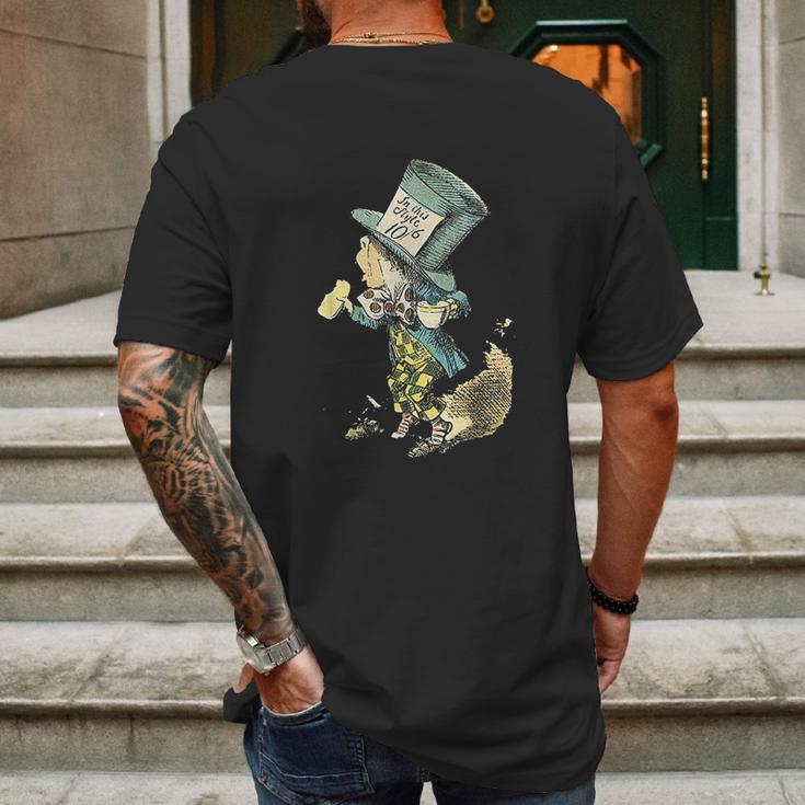 Mad Hatter Vintage Illustration Mens Back Print T-shirt Gifts for Men