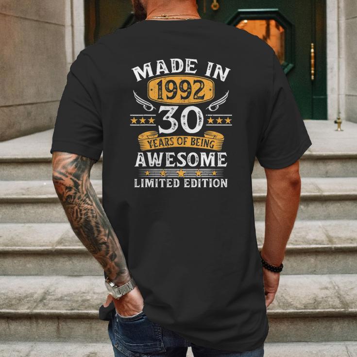 Made In 1992 30 Years Old Gifts 30Th Birthday Gift For Men Mens Back Print T-shirt Gifts for Men