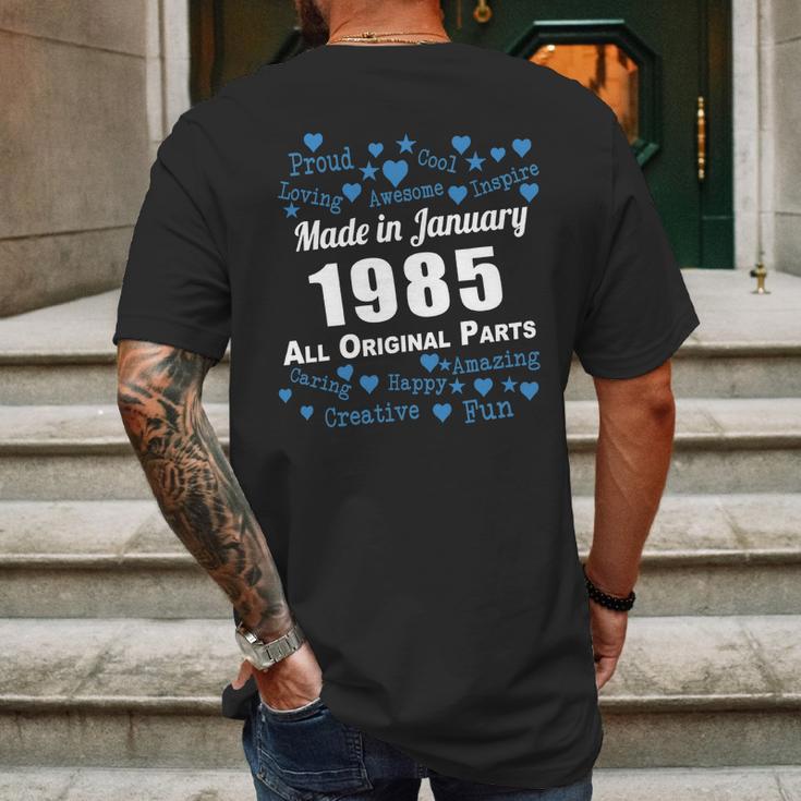 Made In January 1985 All Original Parts Shirts January 1985 T-Shirt Born January 1985 January 1985 All Original Parts 1985S Shirts Born In January 1985 Mens Back Print T-shirt Gifts for Men