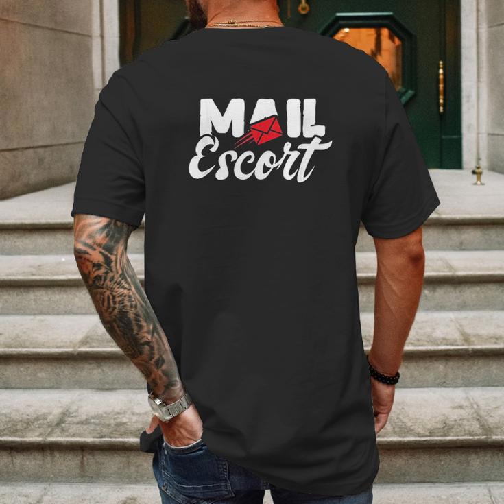 Mail Escort Postman Mail Carrier Post Office Worker Mens Back Print T-shirt Gifts for Men