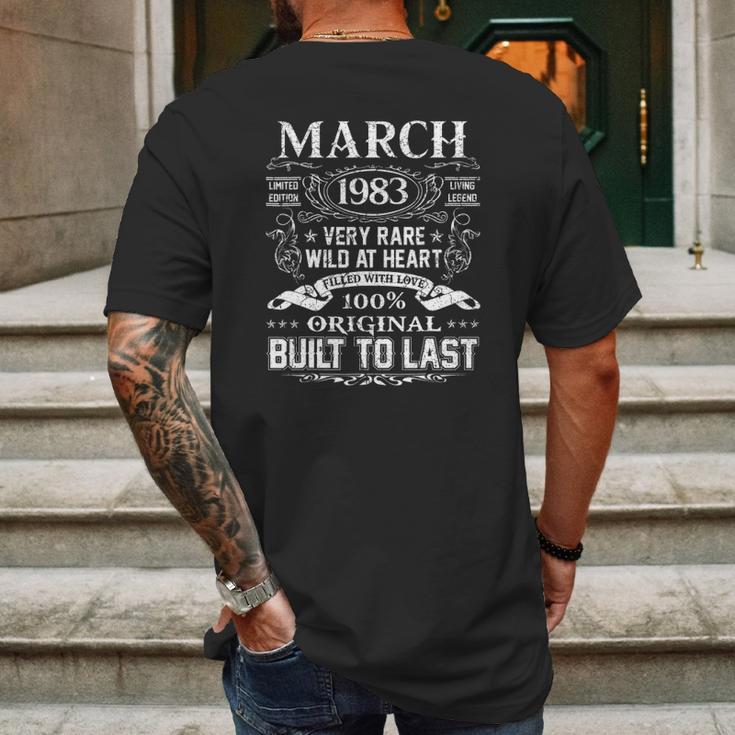 March 1983 38 Years Old 38Th Birthday Gifts Mens Back Print T-shirt Gifts for Men