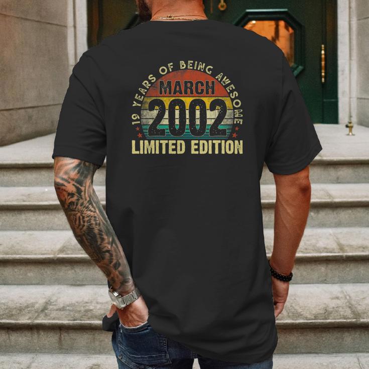 March 2002 Limited Edition 19Th Birthday 19 Years Old Gifts Mens Back Print T-shirt Gifts for Men