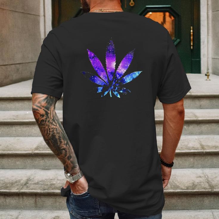 Marijuana Leaf Galaxy Mens Back Print T-shirt Gifts for Men