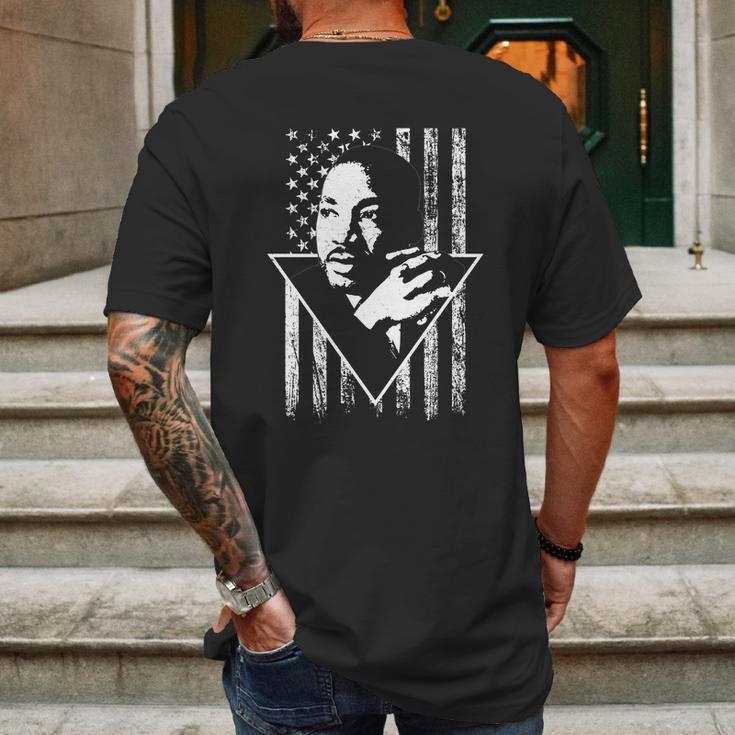 Martin Luther King Jr Distressed Usa Flag Mens Back Print T-shirt Gifts for Men