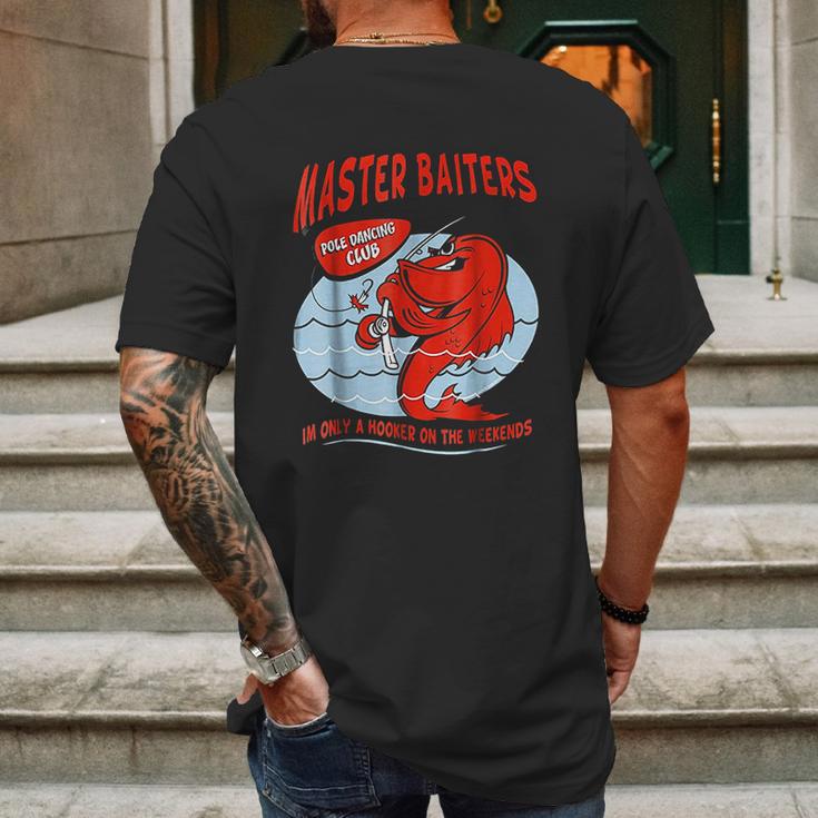 Master Baiters Fishing Pole Humor Funny Fisherman Mens Back Print T-shirt Gifts for Men