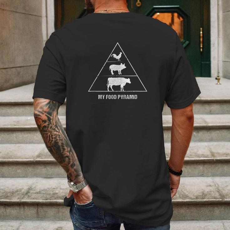 Meat Smoker Lover My Food Pyramid Mens Back Print T-shirt Gifts for Men