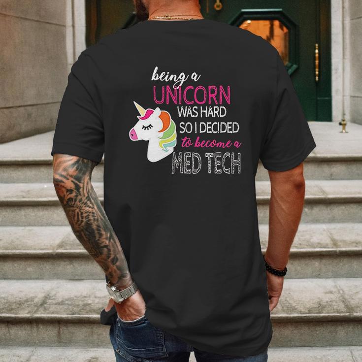 Med Tech Lab Medical Technician Unicorn Mens Back Print T-shirt Gifts for Men