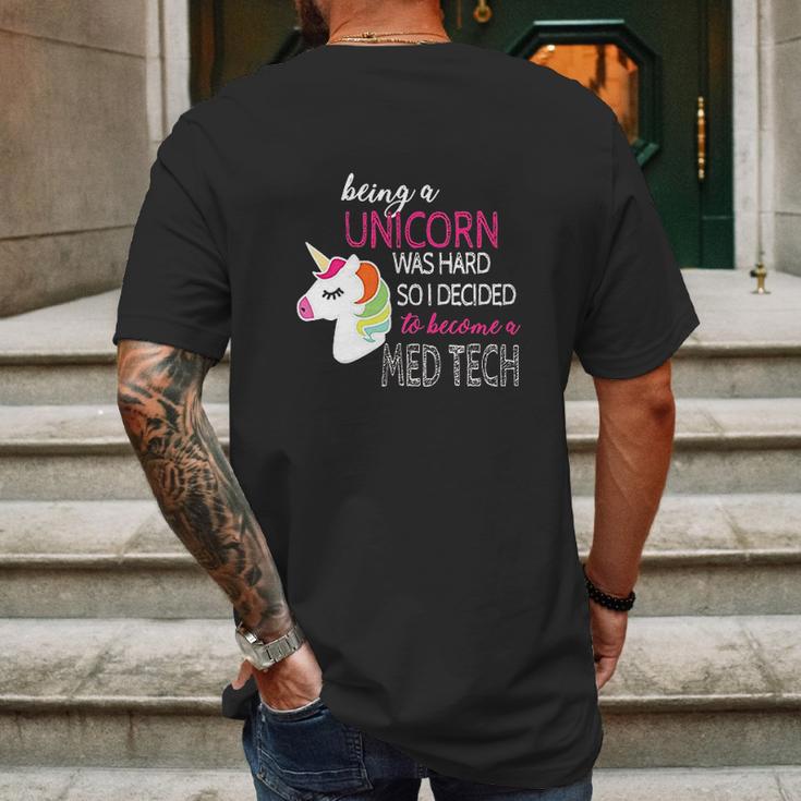 Med Tech Lab Medical Technician Unicorn Lovers Funny Gift Mens Back Print T-shirt Gifts for Men