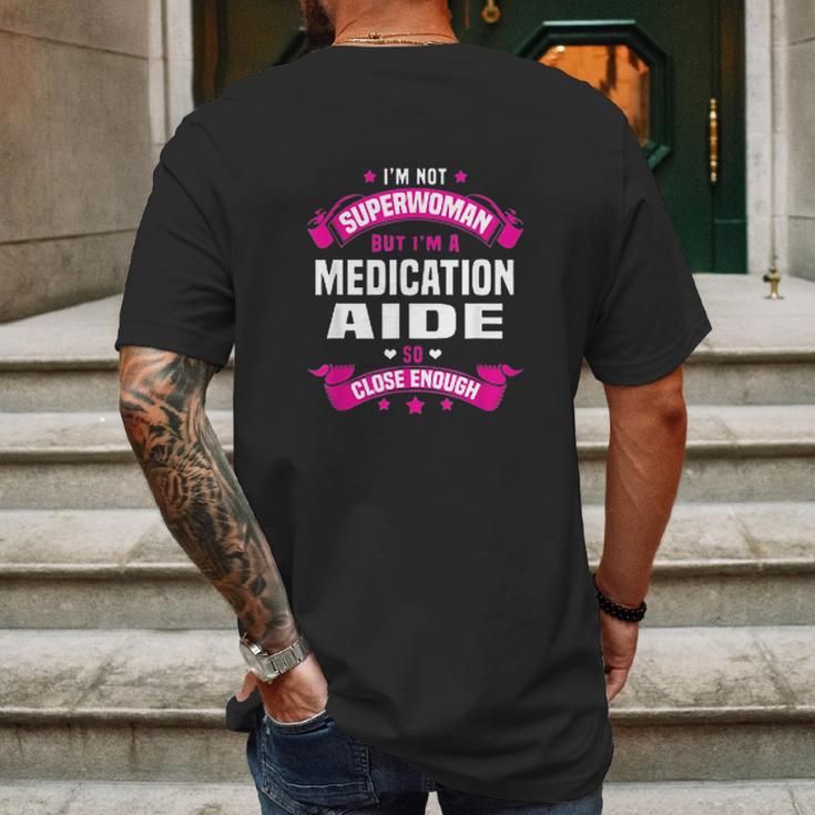 Medication Aide Mens Back Print T-shirt Gifts for Men