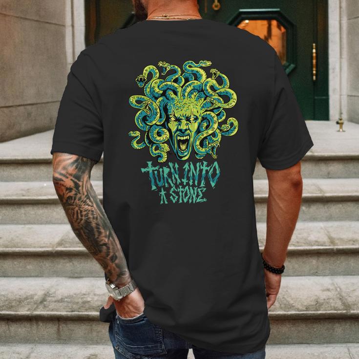 Medusa Monster Turn Into Stone Mens Back Print T-shirt Gifts for Men