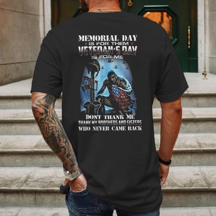 Memorial Day Is For Them Veterans Day Is For Thank 2022 New Vogue Mens Back Print T-shirt Gifts for Men