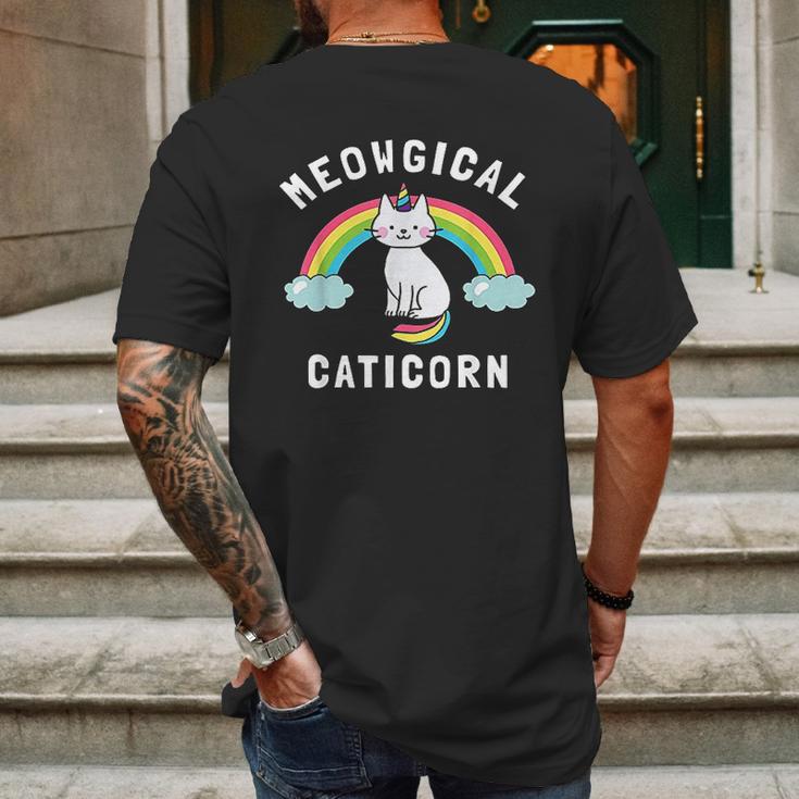 Meowgical Caticorn Funny Unicorn And Cat Gift Kittycorn Mens Back Print T-shirt Gifts for Men