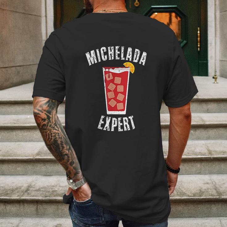 Michelada Expert Mexican Cerbeza Coctel Limon Spicy Camaron Mens Back Print T-shirt Gifts for Men