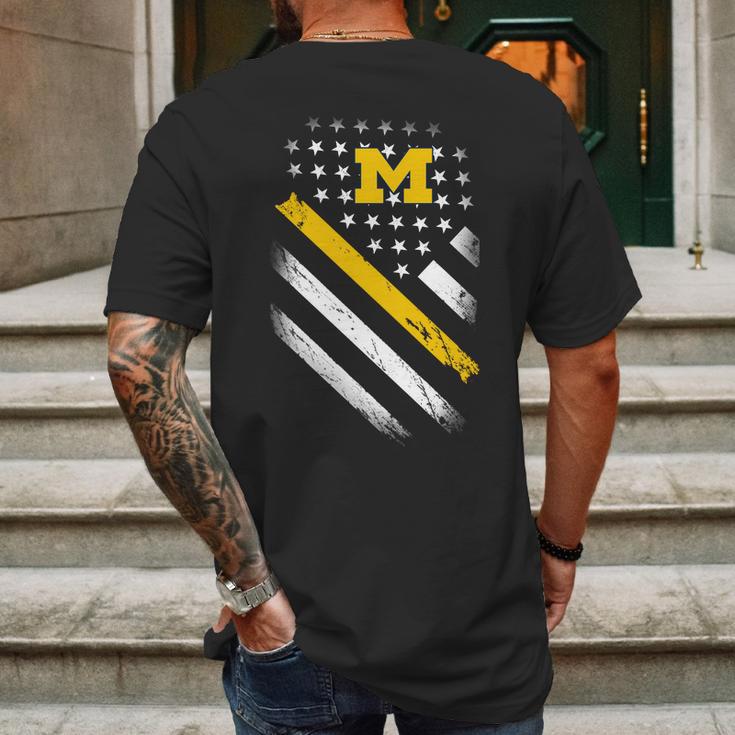 Michigan Wolverines Flag Mens Back Print T-shirt Gifts for Men