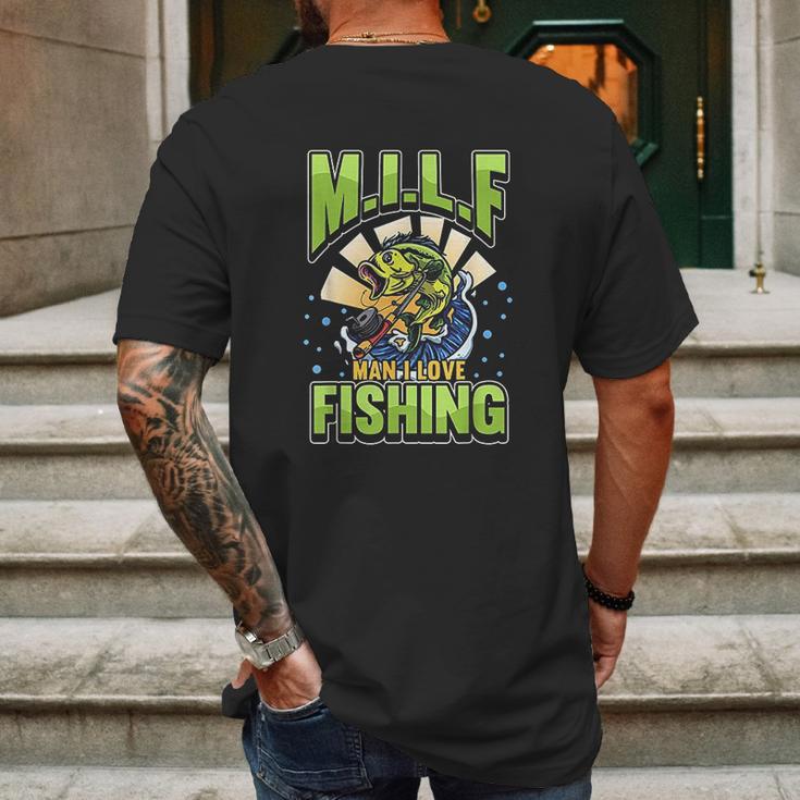 Milf Man I Love Fishing Fisherman Milf Man Love Angler Mens Back Print T-shirt Gifts for Men