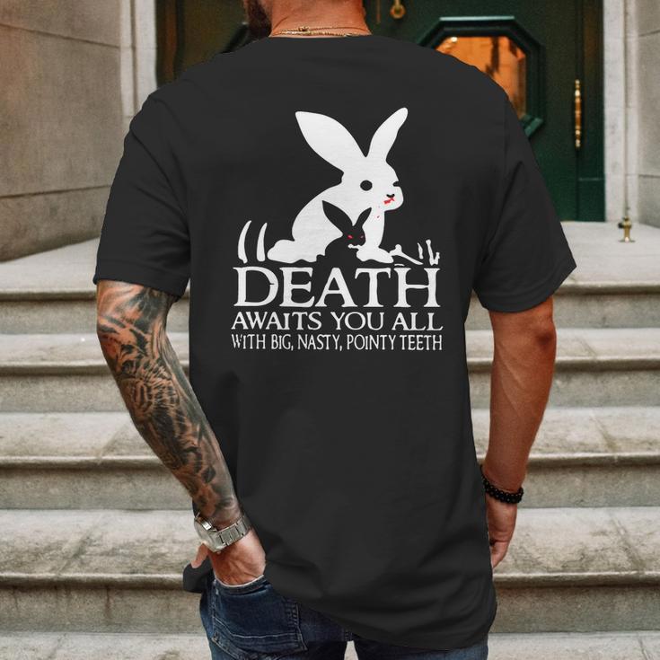 Monty Python Rabbit Death Awaits You All With Big Nasty Pointy Teeth Mens Back Print T-shirt Gifts for Men