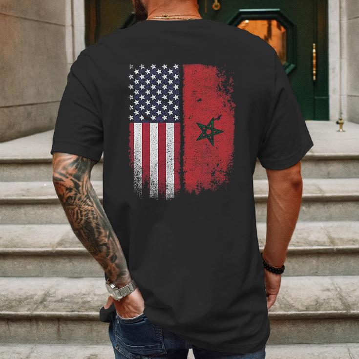 Moorish American Flag Morocco Usa Moroccan Star Mens Back Print T-shirt Gifts for Men