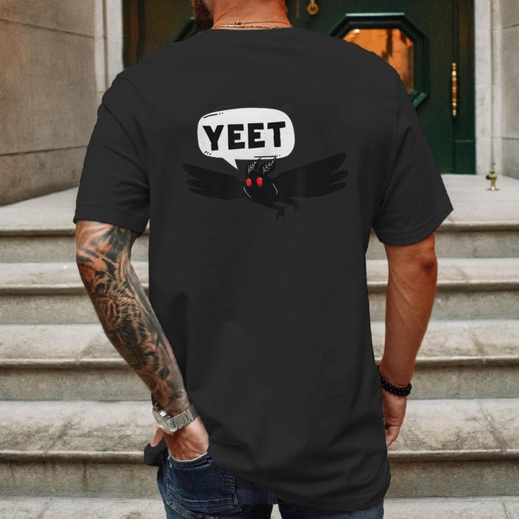 Mothman Says Yeet Funny Cute Cryptid Graphic Design Printed Casual Daily Basic Mens Back Print T-shirt Gifts for Men