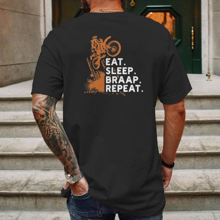 Motocross Eat Sleep Braap Repeat Mens Back Print T-shirt Gifts for Men