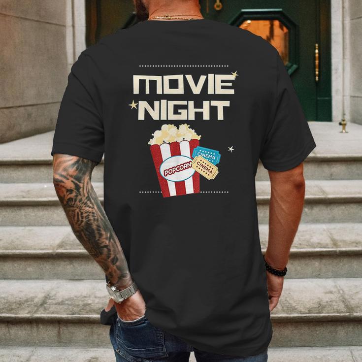 Movie Night Pop Corn Tickets Cinema Coming Soon Mens Back Print T-shirt Gifts for Men