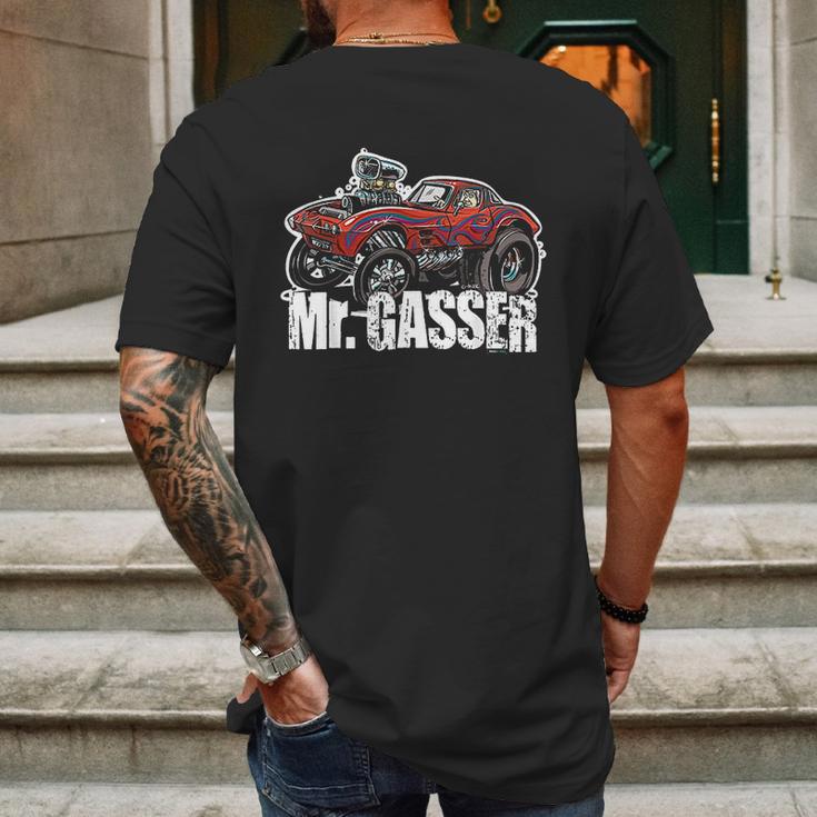 Mr Gasser Hot Rod Cartoon Race Car Mens Back Print T-shirt Gifts for Men