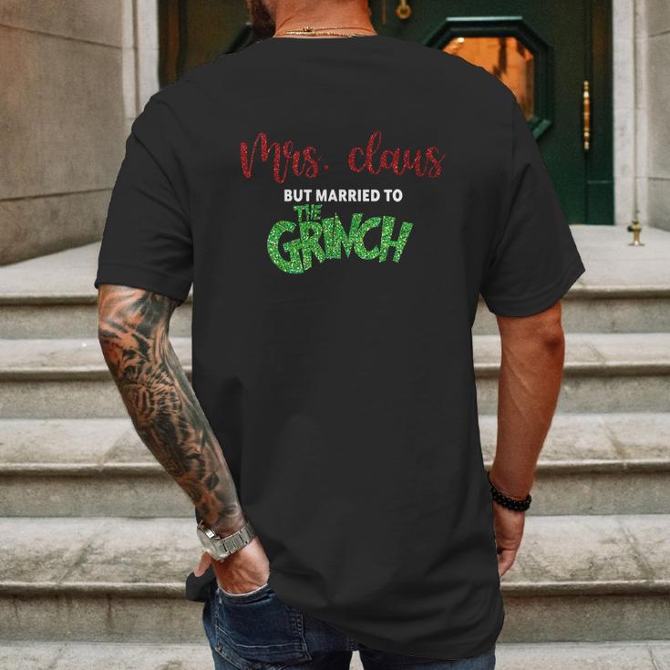 Mrs Claus Married To Grinch Mens Back Print T-shirt Gifts for Men